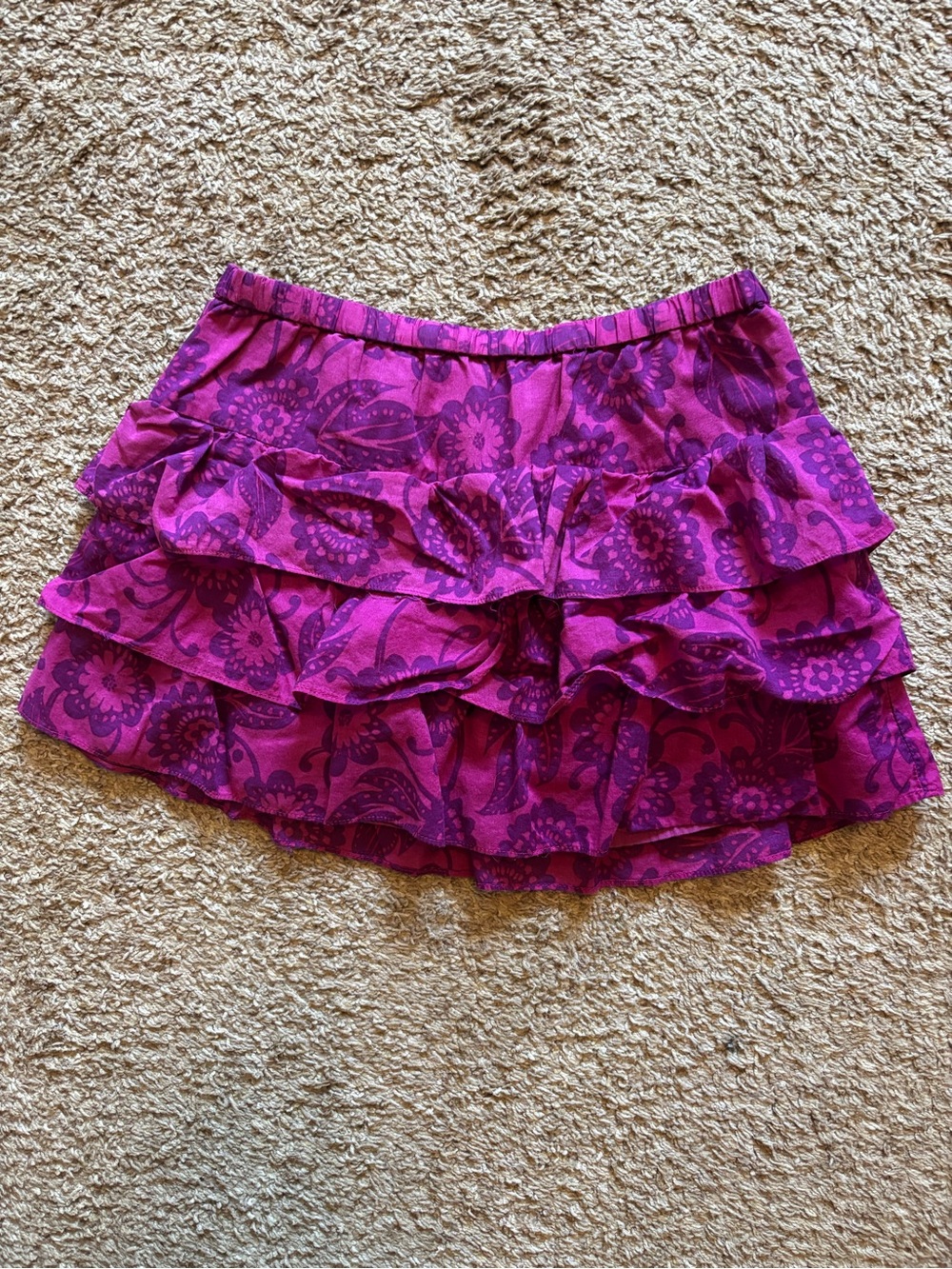 Aeropostale Purple Floral Ruffle Mini Skirt